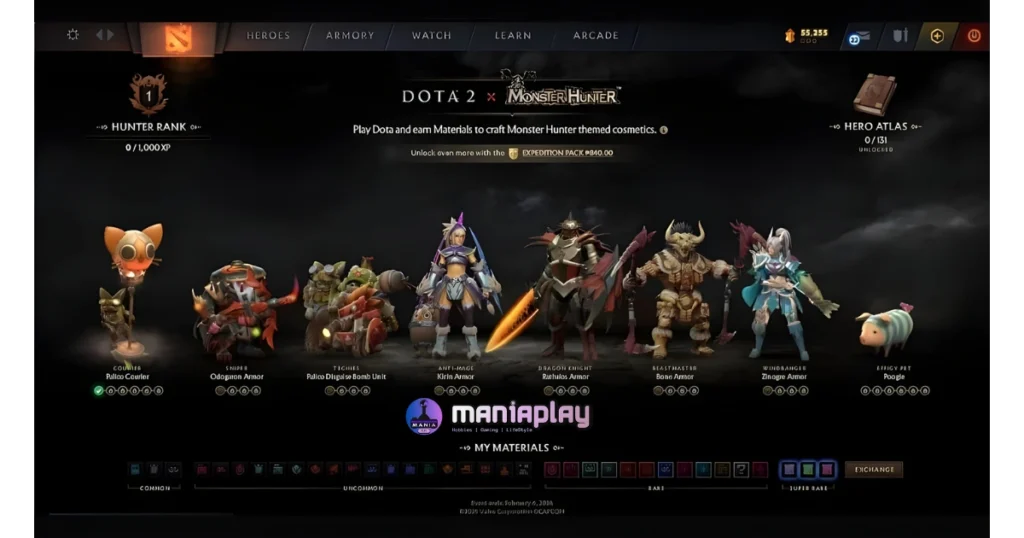 Enam Set Armor Bertema Monster Hunter